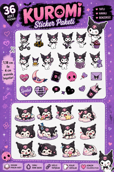 NEORA Kuromi 36 Adet Sticker Seti