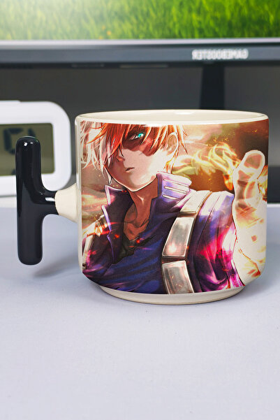 ZipZap Shoto Todoroki Anime Printed Ceramic Luxury Mug (1 Piece) T-Shaped Spe...