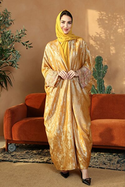 Dubai Wali Baji Diya Abaya Set - Mustard