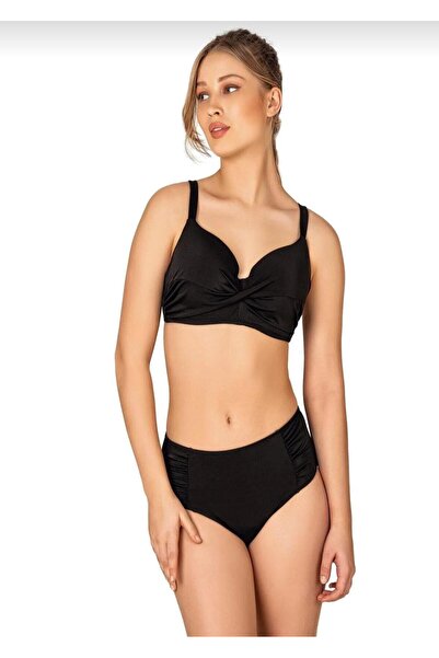 aykidsclup Women's Drawstring Detailed Black Bikini Set 22279-