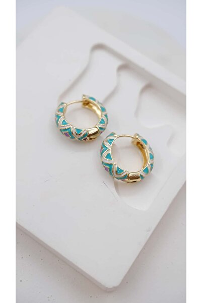 Jerie Gold Enameled Hoop Earrings