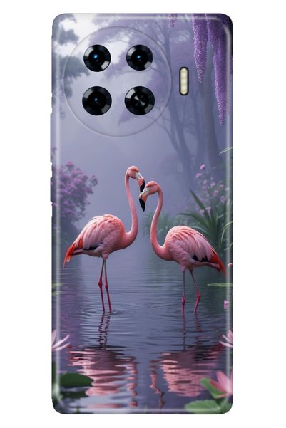 TECNO Spark 20 Pro+ Plus Kılıf Flamingo Aşk Temalı Desenli Darbe Emici Silikon