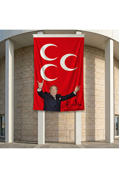 puntodizayn Kırmızı üç Hilal Önünde Alparslan Türkeş 140gr Premium Raşel Kuma...