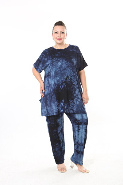 XL Modam Women's Washed Patterned Plus Size Suit