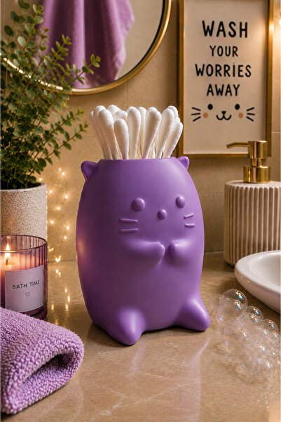 Arvella Studio Cat Figured Ear Swab Box |   Cotton Organizer |   Bathroom and...