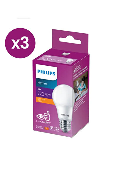 Philips 8W Led Ampül 2700K Sarı Işık 720 Lümen Tasarruflu Uzun Ömürlü ve Göz ...