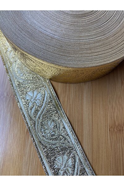 Lorin hobi Gold Glitter Decorative Ribbon Width: 4.7 cm Length: 1 Meter