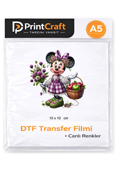PRİNTCRAFT RENKLİ DÜŞLER ATÖLYESİ 10x10 cm Mickey Çiçekçi Ütü ile Yapışan DTF...