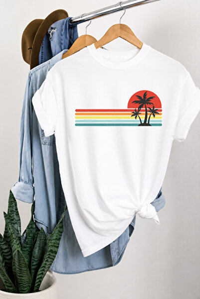 Auryne Jewelry Unisex Retro Summer Themed Summer T-Shirt 100% Organic Cotton ...