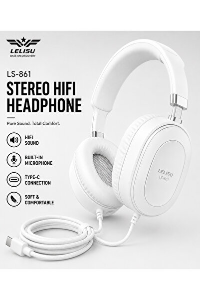 LELISU Premium Wired Headphones with HiFi Audio, Soft Ear Cushions & Type-C