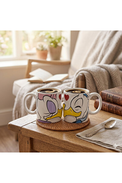 Livava Romantic Duck Character Kissing Lover Couple Mug Set Gift