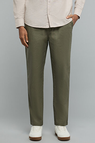 R&B Solid Tapered Fit Pants with Drawstring Waist