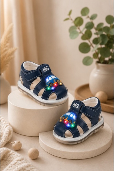 Superbaby Navy blue sandals with lights for super babies - Masinuta