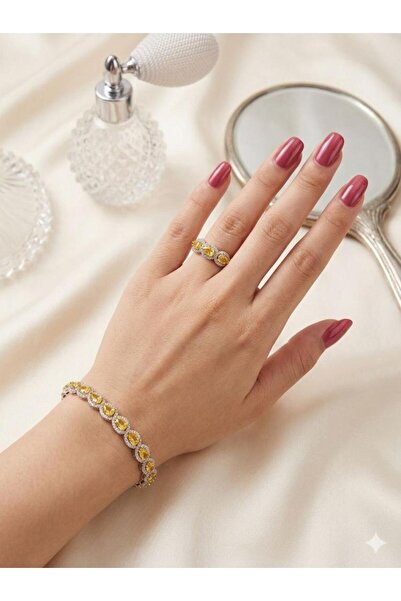 Benola Brand اسوره وخاتم زيركون حجر اصفر