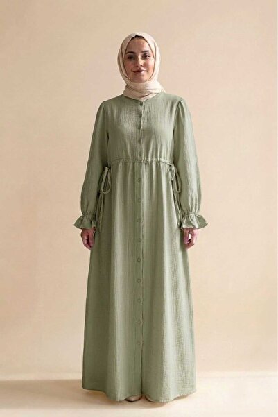 madam trend Olive Green Women's 100% Cotton Muslin Fabric Waist-Tied Drawstri...
