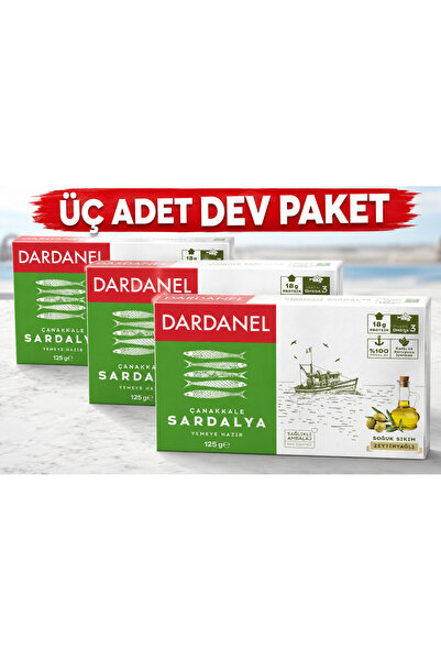 Dardanel 3 Adet Zeytinyağlı Çanakkale Sardalya Konservesi 125 gr