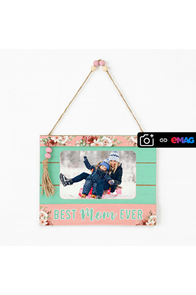 OEM Rama Foto Decorativa din Lemn Best Mom Ever 22x16.9 cm, Cu Fotografii Per...