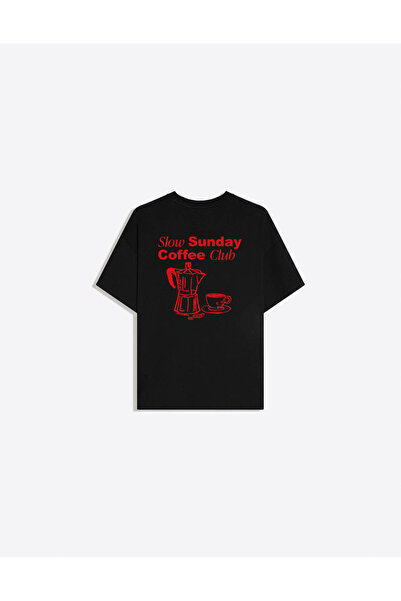 Disante Γυναικείο μπλουζάκι Coffee Club με στάμπα Crew Neck Oversize Trend