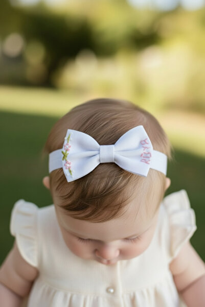 egomi kalpten gelen elle üretilen Elegant Baby Bandana with Name Embroidery