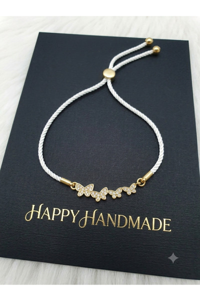 HAPPY HANDMADE Zircon Stone Adjustable Bracelet/Birthday Gift/Fits Any Wrist/...