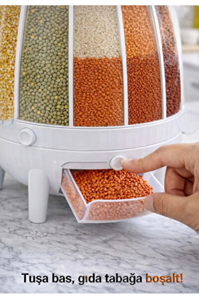 çt çeçem ticaret 360° Dönen 6 Bölmeli Kuru Gıda ve Baharat Gıda Ve Bakliyat Organizeri Organizer Saklama Kabı,Mutfak