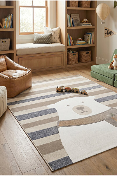 SERENZA HOME LİVİNG Tiny Tales Sevimli Ayıcık Çocuk Halısı | Safari Temalı Yu...