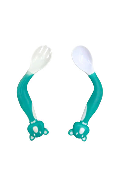 Puzzle Silicone Spoon and Fork with Bear Logo