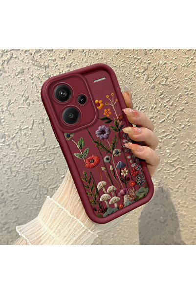SLIMFELT Redmi Note 13 Pro Plus+ 5G Uyumlu Yüksek Kaliteli Çiçek Desenli, Düş...