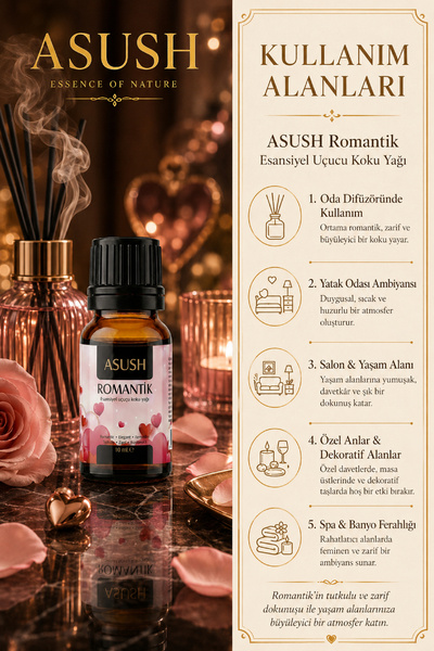 ASUSH Romantik Esansiyel Yağ 10 ML – Zarif, Yumuşak ve Romantik Ortam Kokusu