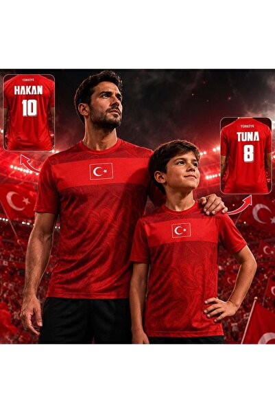 Bk Gift Kişiye Özel İsimli ve Numaralı Baba&Kız Set Türkiye Milli Takım Forma...