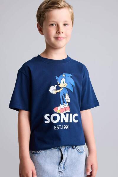 DeFacto Sonıc the Hedgehog New Regular Fıt Bisiklet Yaka Kısa Kollu Tişört Er...