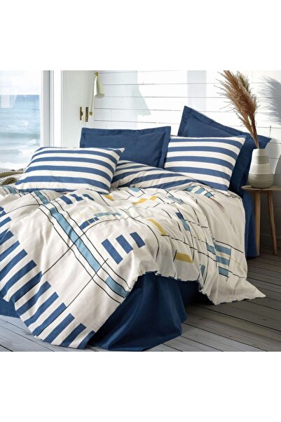 Cotton Box Lunox navy blue bed linen for 1 person, Cotton Box, ranforce Cotto...