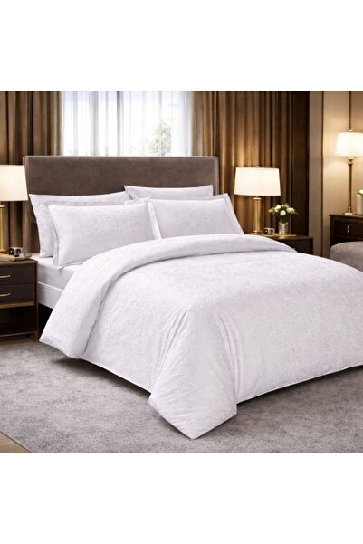 Taç Lenjerie pat jacquard satin de lux, 6 piese, TAC, Nodus Alb