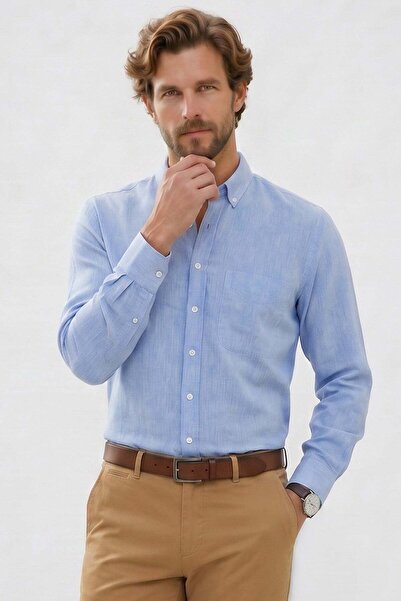 Tudors Men's Regular Fit Classic Cut Oversize Cotton Linen Texture Buttoned C...