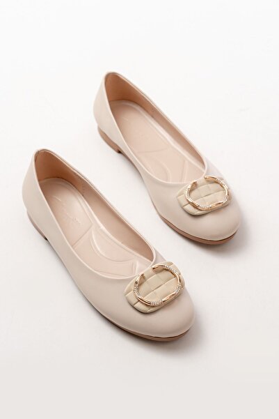 Zerenyus Zri̇n-325 Beige Casual Women's Ballerinas with Buckle Accessories