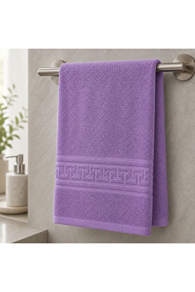 Pucioasa %100 cotton towel with Greek border, 500gr/m2, 50x90cm, Lilac