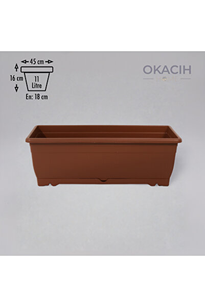 okacih Kiremit Rengi Saksı 11 Lt - Pencere Önü ve Balkon İçin Dekoratif Çiçeklik