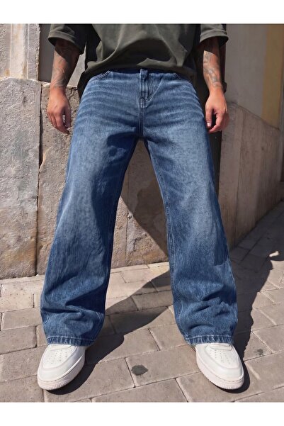 WKM Men's Baggy Washed Denim Jean Pants