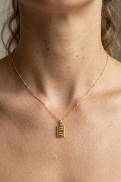 925 Ayar Gümüş Gold Bar Tasarım Kolyesi - Eğlenceli ve Minimalist Doğum Günü Hediyesi Aksesuar