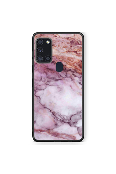 Other Samsung A21S Marble Brown And Pink Black Glossy Θήκη