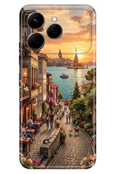 TECNO Spark 40 4G Kılıf Panoramik İstanbul Temalı Desenli Darbe Emici Silikon