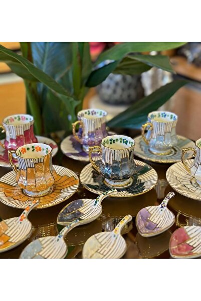 BY.RAYKA PORSELEN El Dekor Mostar Step Porcelain Hand Painted 6-Cup Set