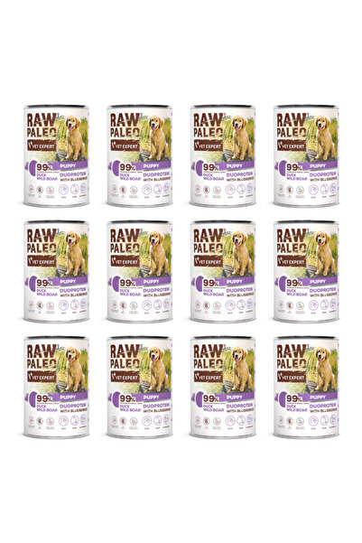 Raw Paleo Duck&Boar Puppy Hrană umedă pentru câini 12 x 400g