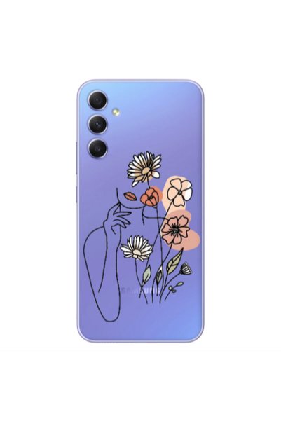 Other Samsung A34 Lady with Flowers Transparent Silicone TPU Θήκη