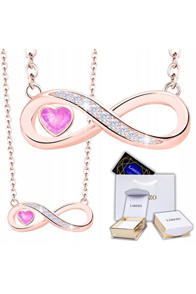 Larezo 925 Sterling Silver Necklace with Rose Gold Plated, Infinity Pendant w...