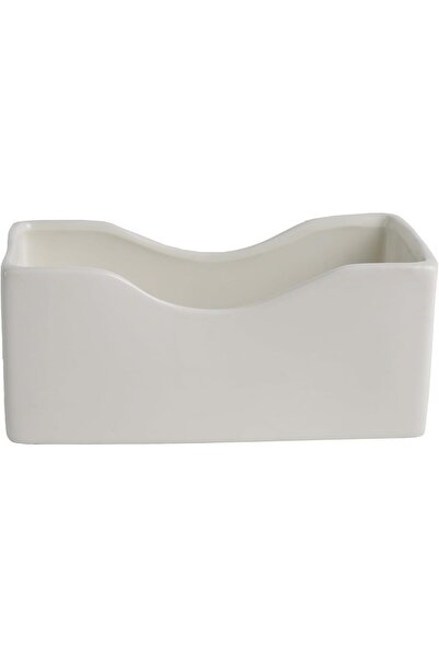 SQUALO Wide Rectangular Chinese Sugar Box, White, Size 12 cm x 7 cm x 5 cm