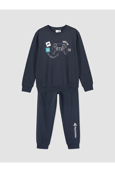 LC Waikiki Lcw Kids Navy Blue Playstation Printed Boys' Tracksuit Set