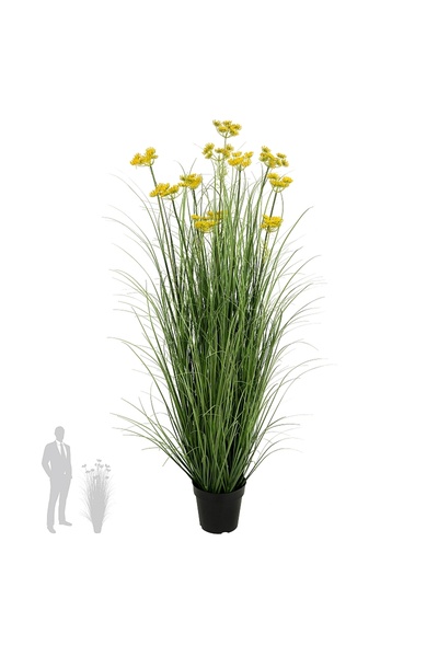 Roberto Rossi Iarba artificiala Onion 120 cm cu 11 flori de morcov galbene