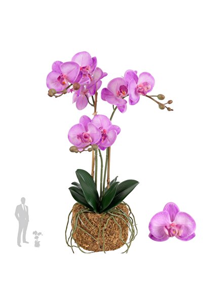 Roberto Rossi Orhidee artificiala roz cu aspect H53 cm cu 3 tulpini