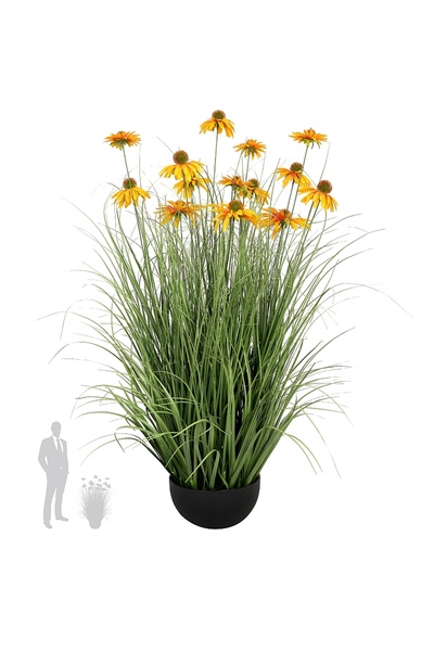 Roberto Rossi Iarba artificiala Onion 90 cm cu 14 flori de crizantema
